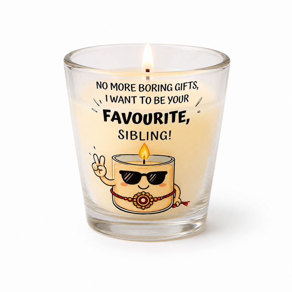 Favourite Sibling Jar hand-poured soy wax Rakhi candle in clear glass jar