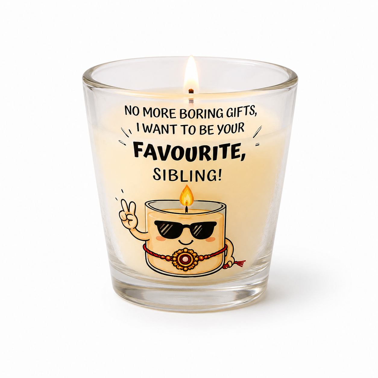 Favourite Sibling Jar hand-poured soy wax Rakhi candle in clear glass jar