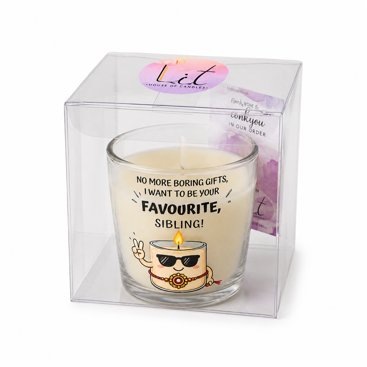 Favourite Sibling Jar candle in gift-ready packaging with thank-you card