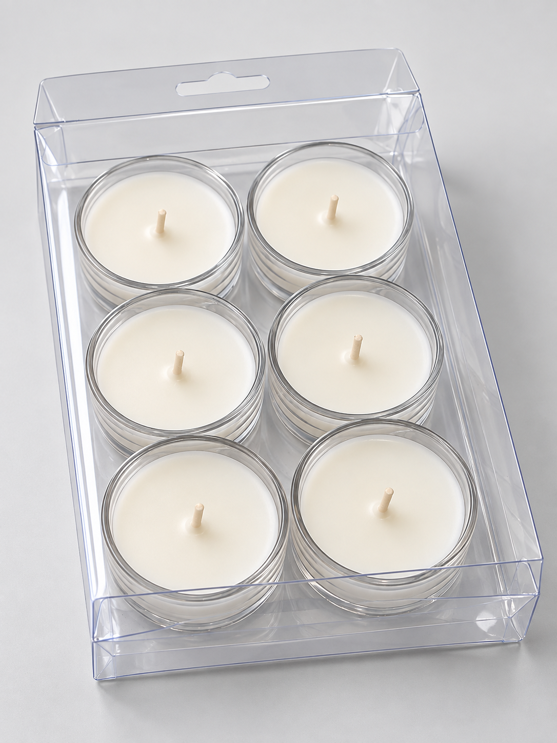 Premium Scented Glass Tealight Candles Set of 6 (Crystal Clear Soy Wax Tealight Candles for Home Decor and Festive Gifting)