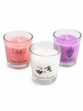 Pastel Trio Gift Set — Pretty Little Things, Wrapped in Warmth, Slow Living candles on white background