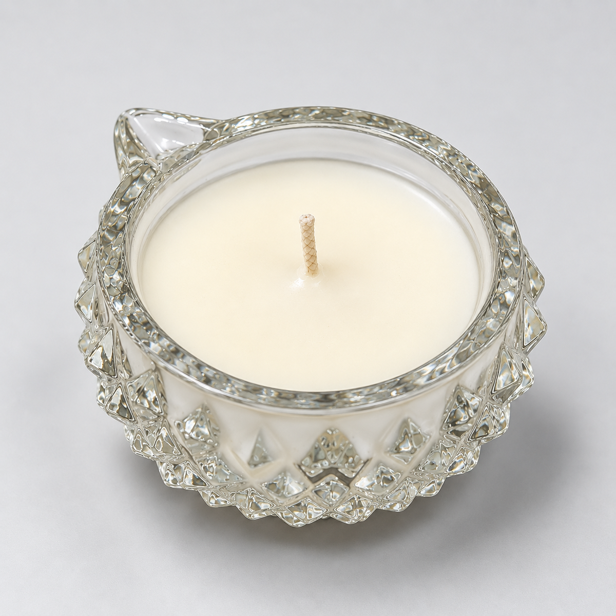 Premium Scented Glass Diya Candle for Festive Decor - Crystal Cut Soy Wax Diya for Puja and Diwali